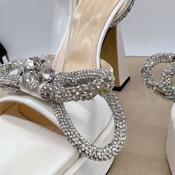 Mach & Mach Wedding Platform Double Bow 140 Silk Ankle-Strap Sandals EU 39 US 9 - Picture 13 of 13